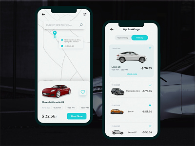Unique Car Rental App UI Design