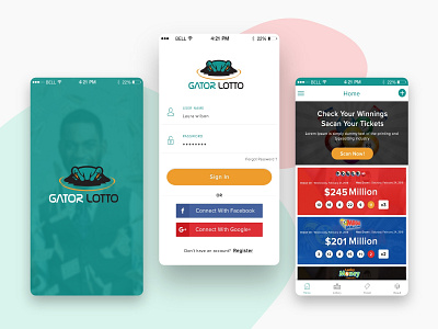 Design of a lottery app UI