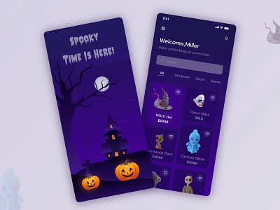 Halloween Store UI Design costume app dark theme ecommerce app halloween halloween app halloween app design halloween costume halloween store store design ui ui design ui ux