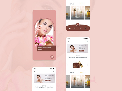 Beauty Products App UI Design app design beauty beauty store cosmetics product ecommerce ecommerce store fashion feminine makeup mobile app mobile app design skincare ui uiux