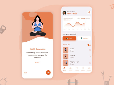 Health and 🏋️ Fitness App UI Design app development fintess health health app minimal mobile app mobile app design trainer app ui ui ux uiux