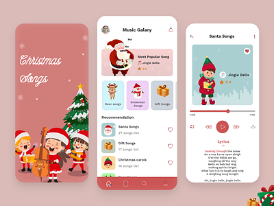 Latest 🎄 Christmas Music App UI Design app design christmas christmas 2021 christmas music app minimal mobile app mobile app design music app music galary music streaming app new years santa song ui uiux
