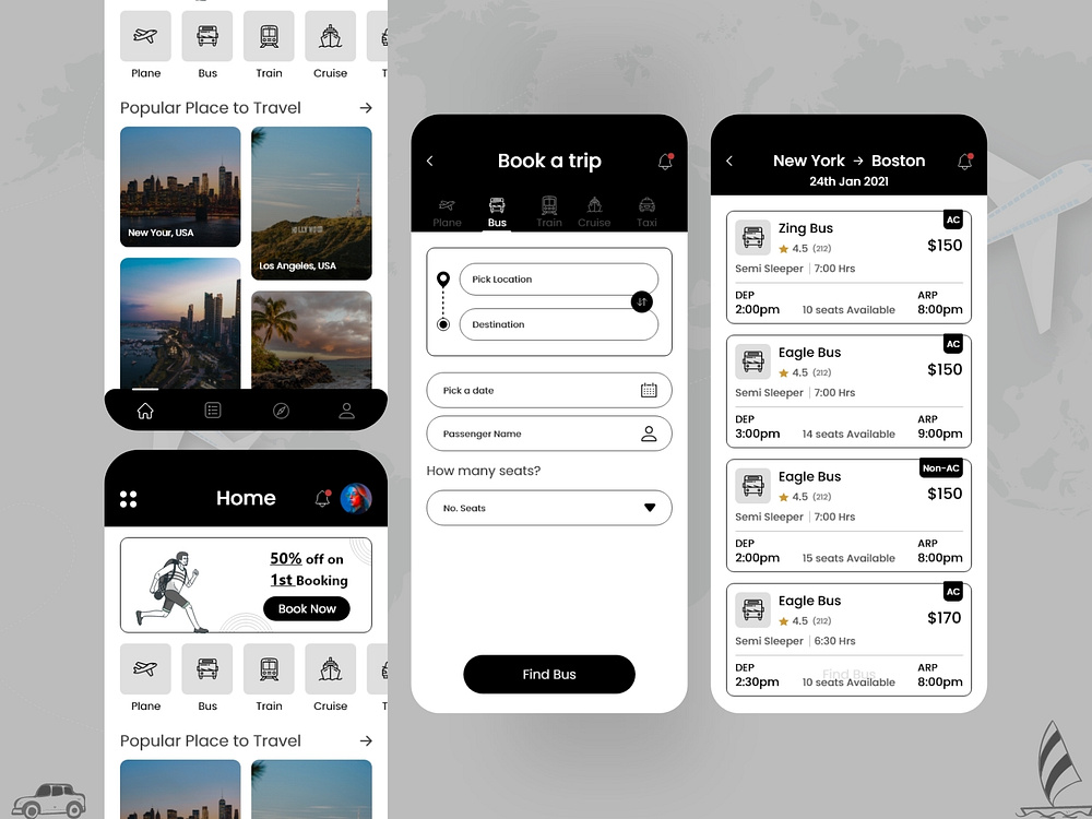 Ticket Booking App UI Design by Excellent Webworld on Dribbble