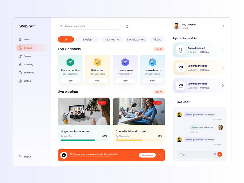Webinar Platform for Online Education by Excellent Webworld on Dribbble