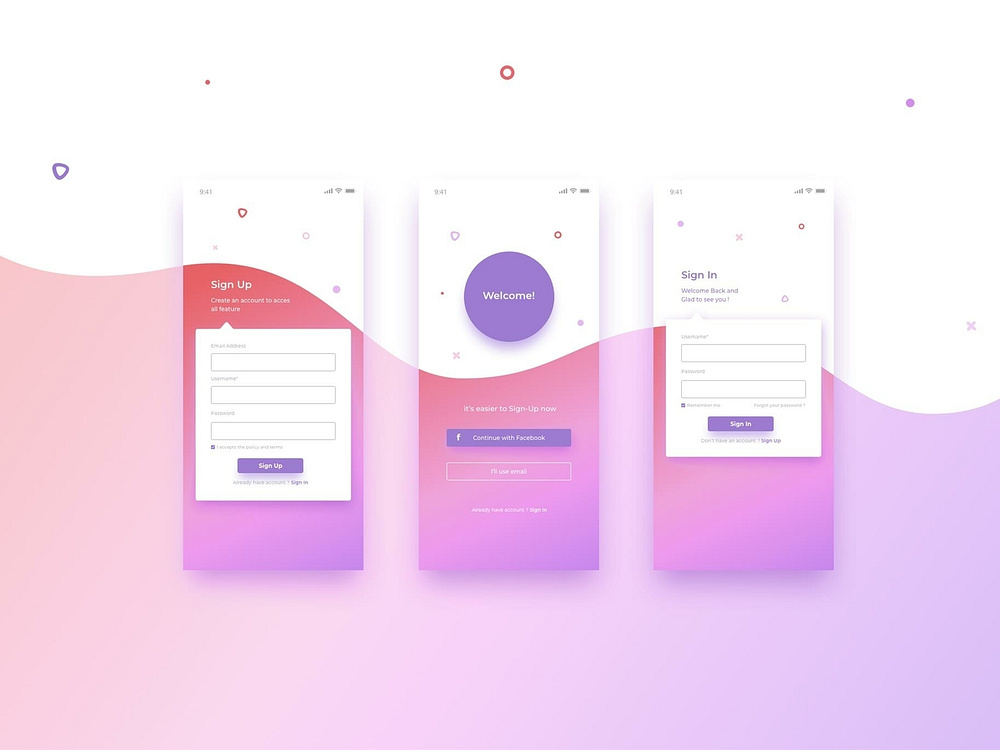 Top Login/Sign up screen for Mobile App by Excellent Webworld on Dribbble