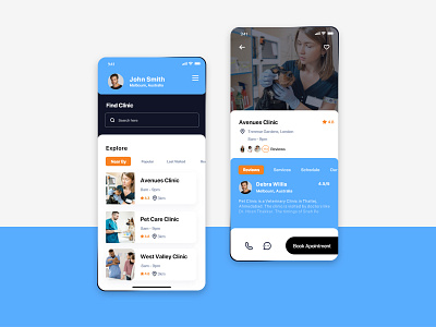 Pet Care Clinic App Design