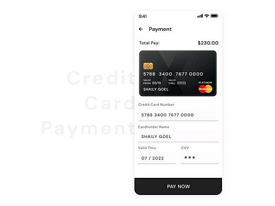 Credit Card Payment #DailyUI #002