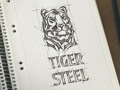 Tiger Steel Logo animal branding cat draft draw logo logotype mockup sketch steel tiger wild