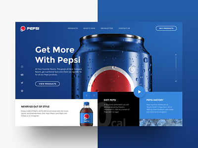 Pepsi Web-site UI Design Concept behance blue branding concept identity inspiration interface design logo logos minimal pepsi ui design ui designers ux design web design web site