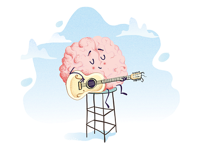 Brain Playing Guitar brain guitar illustration texture