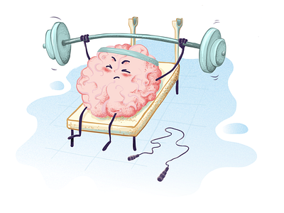 Brain Exercising brain cartoony exercise healthy illustration weights