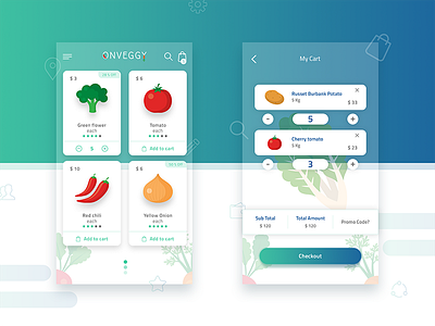 On Veggy – Ecommerce mobile App UI design Kit app best ui clean e commerce fashion ios modern multipurpose semi slat shopping store ui vegetables