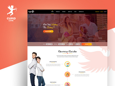 CUPID LOVE - Dating Website PSD Template couple dating love online dating psd romance social template theme ui web ui website design