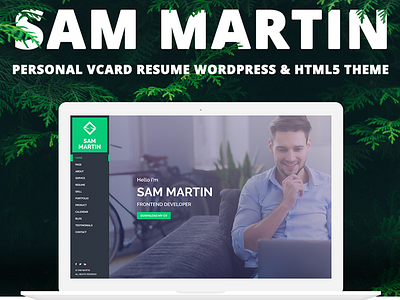 Sam Martin - Personal vCard Resume WordPress and HTML5 Theme blog blogger cv freelancer personal personal cv personal page personal website portfolio resume shop vcard