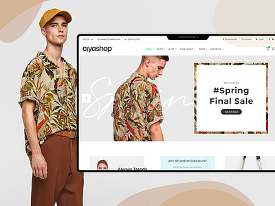CiyaShop E-commerce Theme HomePage clean design ui ux e commerce ecommerce fashion flat minimal product design shop store theme design web landing page white