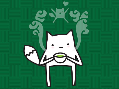 Kenko the fox cute fox illustration steam tea