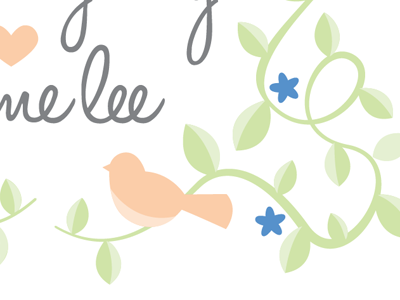 wedding invitation bird illustration leaves