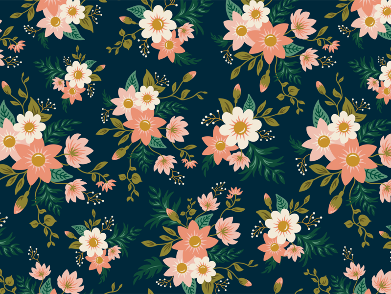 Spring Flowers Pattern by Vesna Skornsek on Dribbble