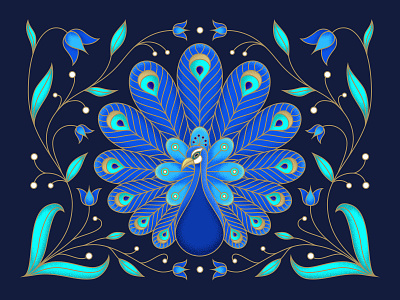 Peacock animal bird character colorful digital illustration flat floral illustration neon noise ornament outline peacock texture tulips vector