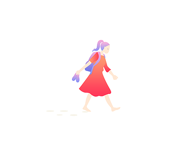 walking girl illustrator