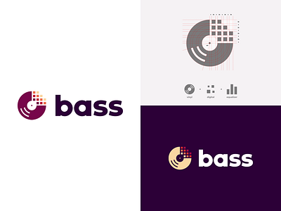 Bass adobe illustrator branding dailylogochallenge logo logo design music streaming vector vinyl