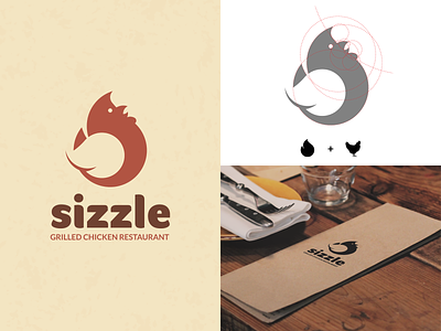 Sizzle adobe illustrator branding chicken daily logo challenge dailylogochallenge flame logo logo design restaurant vector