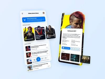 Video Game News App UI Design adobe xd app news ui ui design ux video games
