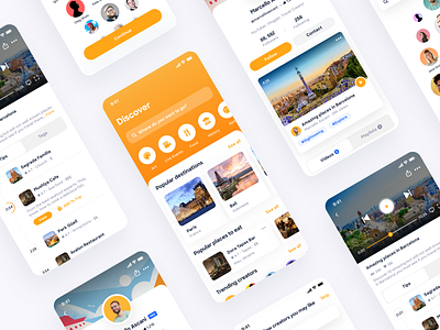 CrushTravel App adventure app application booking city creative design discover find inspiration interface ios mobile place search travel travel app trip ui ux