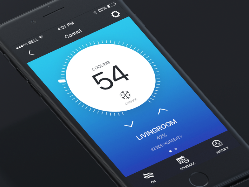 Smart House temperature thermostat house smart mobile ios inspiration dribbble design control application app