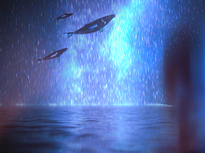 Stellar Humpbacks 3d blue cgi cinema4d cosmic illustration redshift rendered space stars surreal water whales