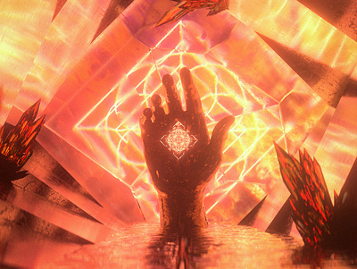 Inward Journey 3d c4dart cgi cinema4d crystals esoteric geometric illustration narrative occult orange redshift rendered surreal symbol water