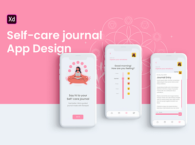 Self-care journal app design emotions inspiration journal love myself self ui