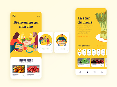 Producers market app brand design design food food and drink food app illustration mobile ui product design typography ui