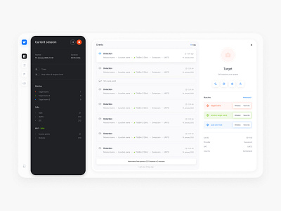 Phone Comms Security // Mission pages app clean dashboard interface minimal modals ui ux web