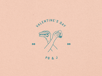 Valentine's Day PB & J's badge design casual graphic illustration hands illustration love minimal sandwiches texture type typogaphy valentines day vector