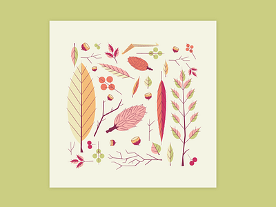 These mf'n leaves color palette illustration leaves linework minimal nature pattern spring stylized vector