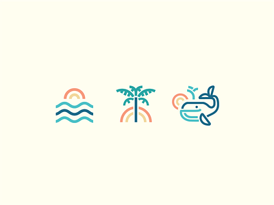 Thicc lines balanced beach icon icon design iconography illustration linework monoweight monoweight illustration ocean palmtree sunshine thick lines vector