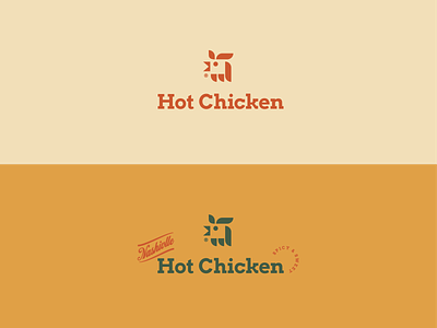 Hot Chicken Branding badge design brand identity branding chicken custom lettering geometric graphic design icon illustration logo logo icon minimal simple shapes typography