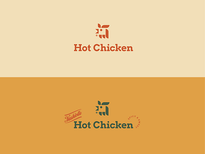 Hot Chicken Branding badge design brand identity branding chicken custom lettering geometric graphic design icon illustration logo logo icon minimal simple shapes typography