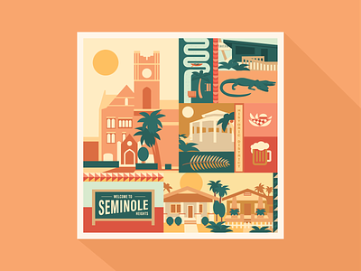 Showin' love for the heights colorful craft drawing flat illustration minimal neighborhood seminole heights tampa vector