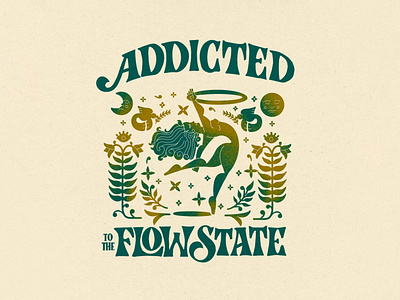 The Flow State custom lettering custom type dance dancer flat flow foliage geometric illustration lettering minimal mystical spiritual typography