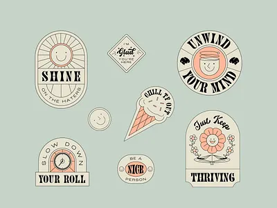 Positivity Stickers badge badge design good vibes illustration mental health old school positivity retro simple sticker design stickers type lockups typography vintage