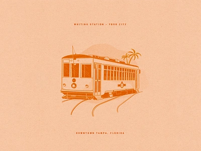 Tampa Trolley design drawing florida halftone illustration minimal palm tree retro tampa tampa bay typography vector vintage