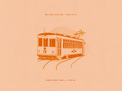 Tampa Trolley design drawing florida halftone illustration minimal palm tree retro tampa tampa bay typography vector vintage