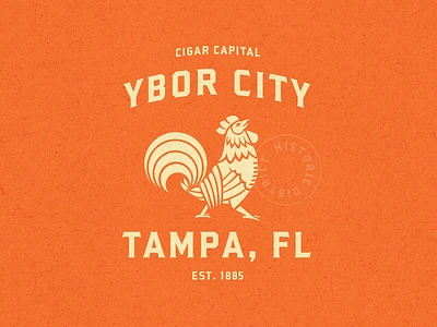 Ybor Chickens badge chicken flat historic district illustration industrial minimal retro rooster stamp tampa typography vintage ybor city