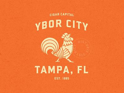 Ybor Chickens badge chicken flat historic district illustration industrial minimal retro rooster stamp tampa typography vintage ybor city