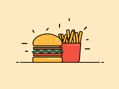 Fast food illustration burger fast food icon icons illustration minimal