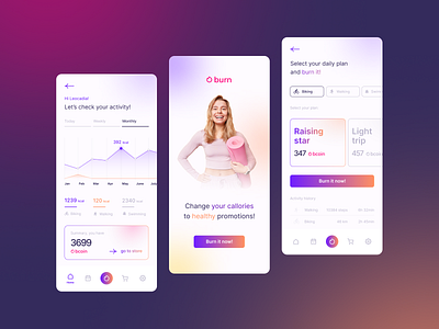 Burn it now! Fitness app concept app appdesign design ui ux