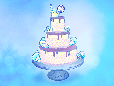 Cake with grease pencil 3d blender illustration