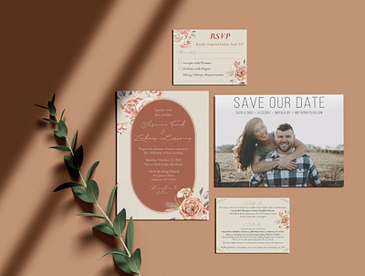 Fall wedding invite suite branding freelance invitation invites print wedding wedding invite